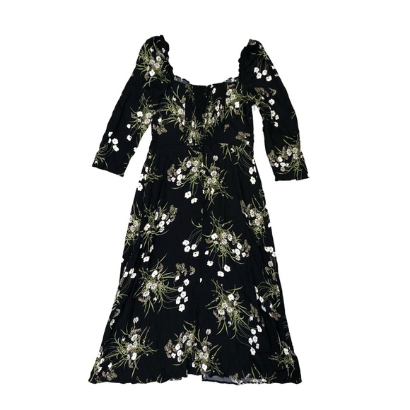 Reformation  Fairway Floral Dress | Quarter sleeve | Black & Green NWT | Size 12 - Picture 7 of 9